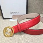 Guccissima belt with interlocking G Red 114876