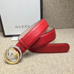 Guccissima belt with interlocking G Red 114876