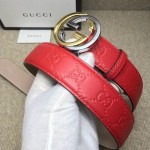 Guccissima belt with interlocking G Red 114876