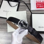 Guccissima belt with interlocking G Black 368186