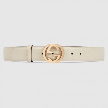 Gucci Signature leather belt white 370543