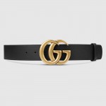 Gucci Leather belt with Double G buckle black 400593