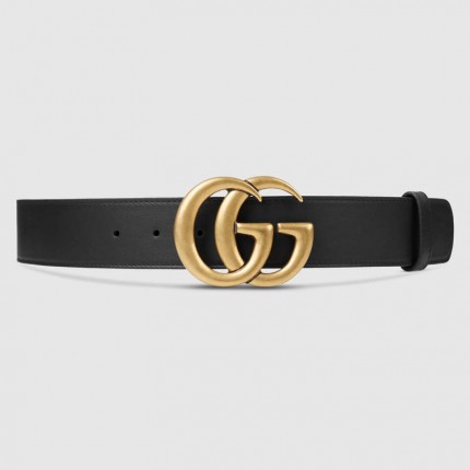 Gucci Leather belt with Double G buckle black 400593