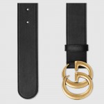 Gucci Leather belt with Double G buckle black 400593