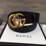 Gucci Leather belt with Double G buckle black 400593