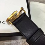 Gucci Leather belt with Double G buckle black 400593