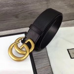 Gucci Leather belt with Double G buckle black 400593