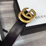 Gucci Leather belt with Double G buckle black 400593