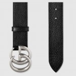 Gucci Leather belt with Double G buckle black 406831