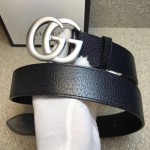 Gucci Leather belt with Double G buckle black 406831