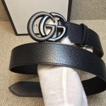 Gucci Leather belt with Double G buckle black 406831