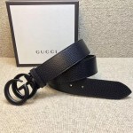 Gucci Leather belt with Double G buckle black 406831