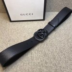 Gucci Leather belt with Double G buckle black 406831