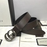 Gucci Leather belt with Double G buckle brown 406831