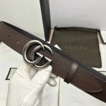 Gucci Leather belt with Double G buckle brown 406831