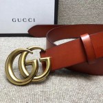 Gucci Leather belt with Double G buckle cuir 406831