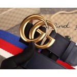 Gucci Sylvie Web belt with double G buckle blue 409416