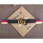 Gucci Sylvie Web belt with double G buckle blue 409416