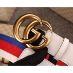 Gucci Sylvie Web belt with double G buckle white 409416