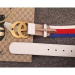 Gucci Sylvie Web belt with double G buckle white 409416