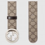 Gucci GG Supreme belt with G buckle beige brown 411924