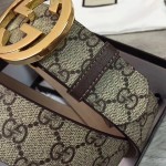 Gucci GG Supreme belt with G buckle beige brown 411924