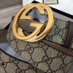 Gucci GG Supreme belt with G buckle beige brown 411924