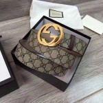 Gucci GG Supreme belt with G buckle beige brown 411924