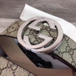 Gucci GG Supreme belt with G buckle beige brown 411924