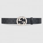 Gucci GG Supreme belt with G buckle black 411924