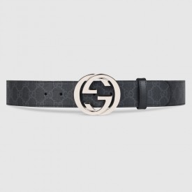 Gucci GG Supreme belt with G buckle black 411924