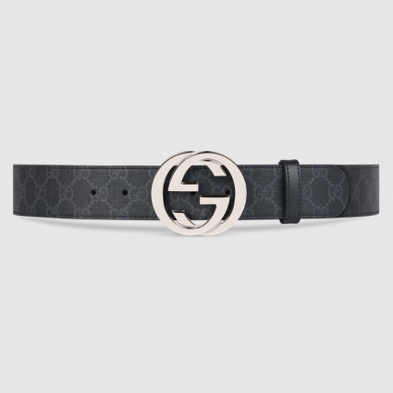 Gucci GG Supreme belt with G buckle black 411924