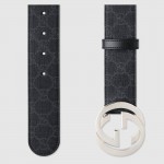 Gucci GG Supreme belt with G buckle black 411924