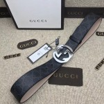 Gucci GG Supreme belt with G buckle black 411924