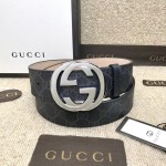 Gucci GG Supreme belt with G buckle black 411924