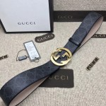 Gucci GG Supreme belt with G buckle black 411924