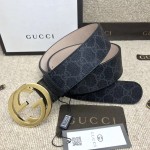 Gucci GG Supreme belt with G buckle black 411924