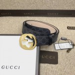 Gucci GG Supreme belt with G buckle black 411924