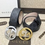 Gucci GG Supreme belt with G buckle black 411924