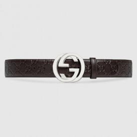 Gucci Signature belt with G buckle Brown 411924