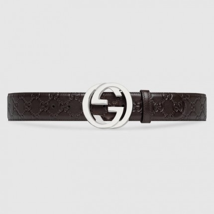 Gucci Signature belt with G buckle Brown 411924