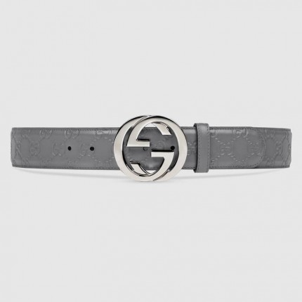 Gucci Signature belt with G buckle Grey 411924