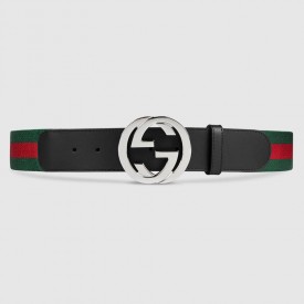 Gucci Web belt with G buckle black 411924