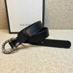 Gucci Leather belt with crystal Dionysus buckle black 432142