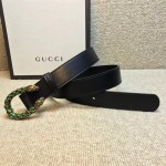 Gucci Leather belt with crystal Dionysus buckle black 432142