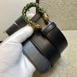 Gucci Leather belt with crystal Dionysus buckle black 432142