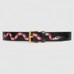 Gucci Leather belt with Kingsnake Black 434520