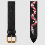 Gucci Leather belt with Kingsnake Black 434520