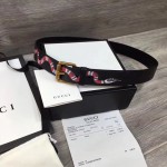 Gucci Leather belt with Kingsnake Black 434520