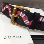 Gucci Leather belt with Kingsnake Black 434520